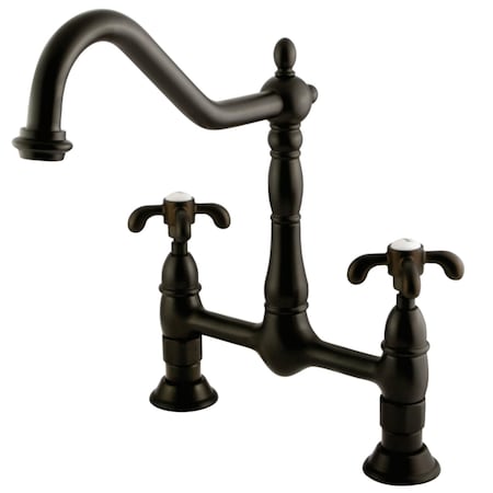 Kingston Brass KS1175TX French Country Bridge Kitchen Faucet, Oil Rubbed Bronze KS1175TX